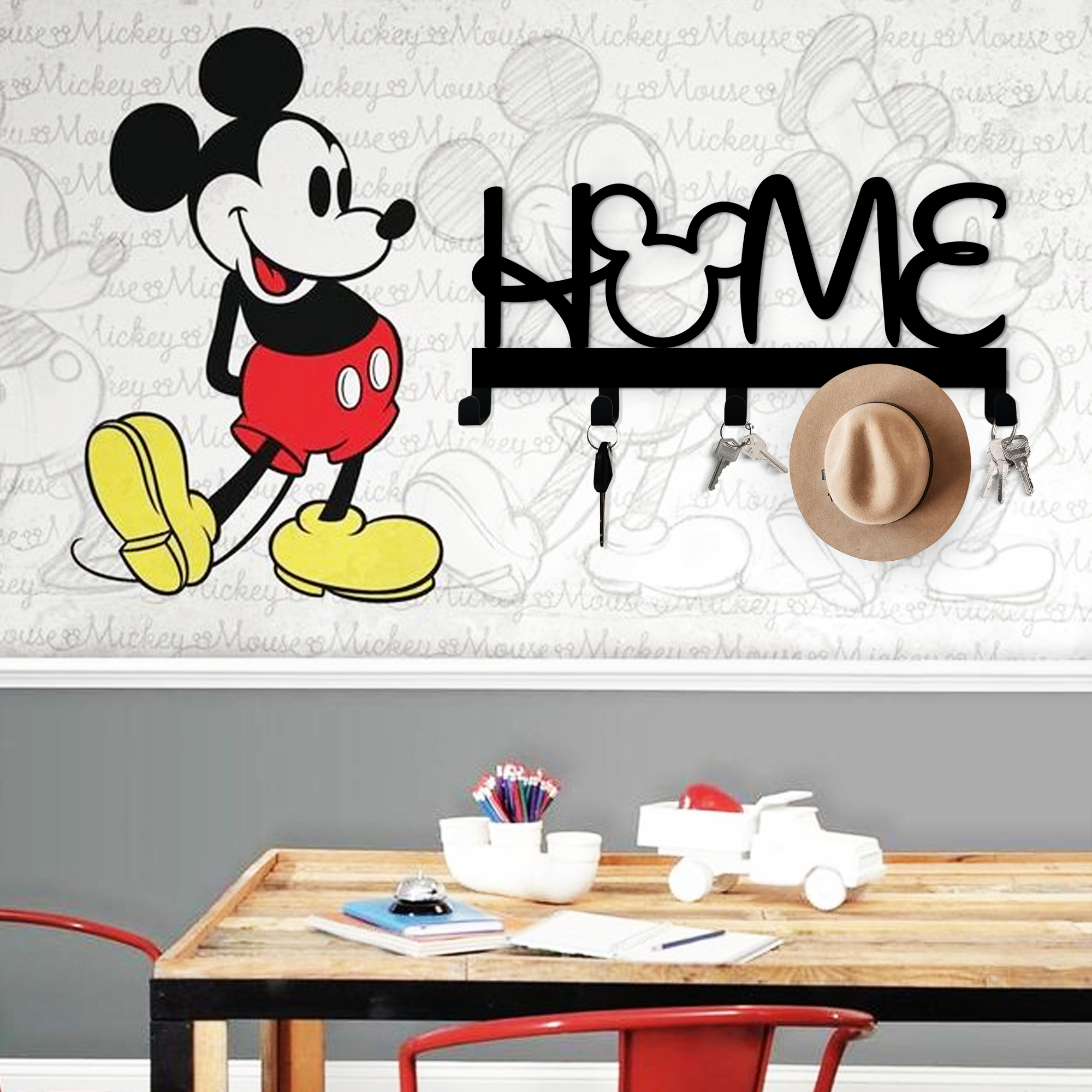 Disney Home Key Hooks - Mickey Head Key Hangers - Modern Disney Castle Key Hook - Disney Home Décor - Kids Room Entrance Décor - Disney Gift