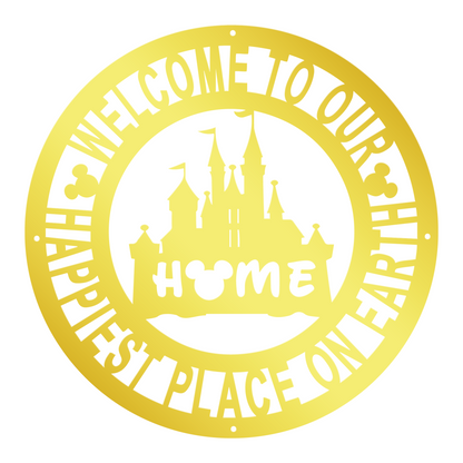 Disney Castle Welcome Metal Sign, Home and Wall Decor, Front Door Decor, Disney Quotes Metal Sign, Housewarming Gifts