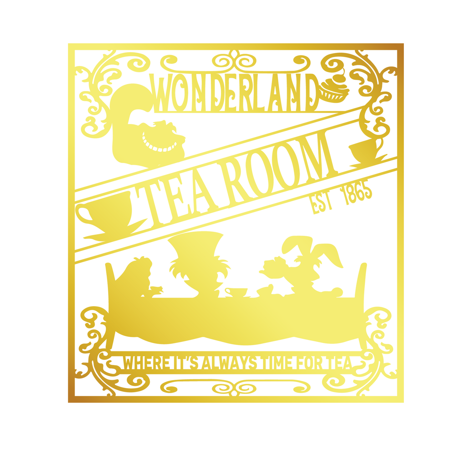 Wonderland Tea Room Metal Wall Art, Mad Hatter Tea Party Decor