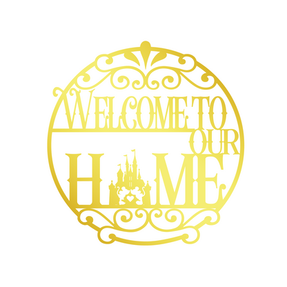 Welcome To Our Home Metal Wall Art, Mickey Castle Sign, Disney Home Decor