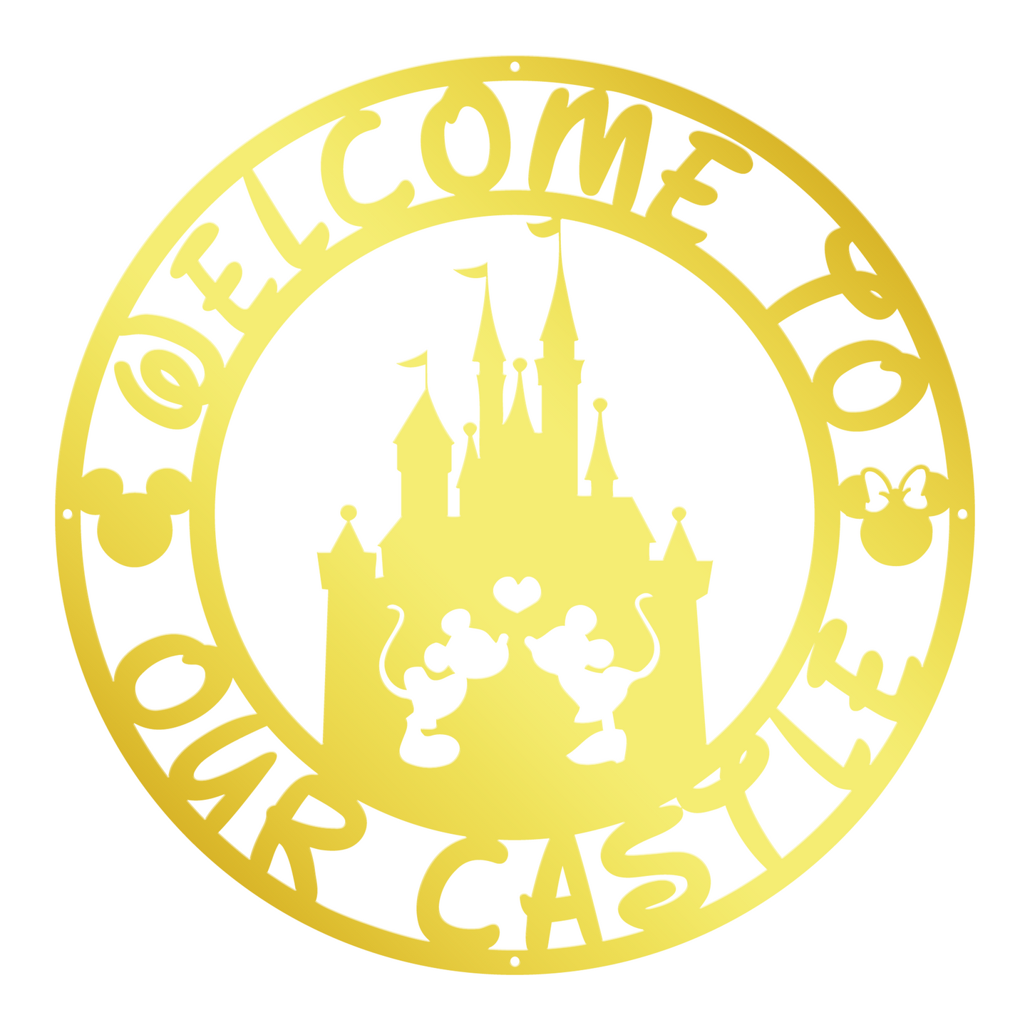 Welcome To Our Castle Disney Metal Sign, Mickey And Minnie Couple Metal Sign, Home and Wall Decor, Front Door Decor, Disney Quotes Metal Sign, Housewarming Gifts