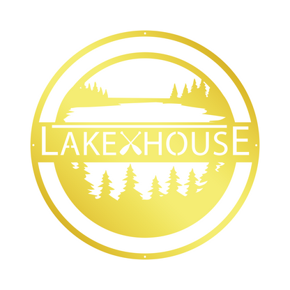 Customized Lakehouse Metal Sign, Lakehouse Wall Decor, Personalized Family Name Sign