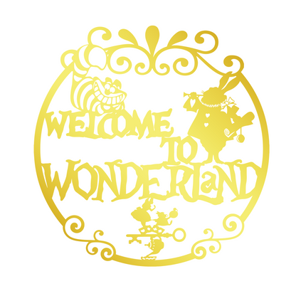 Welcome to Wonderland Metal Wall Art, Mad Hatter Tea Party Decor