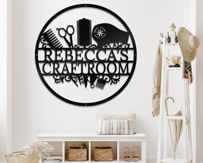 Craft Room Metal Name Sign