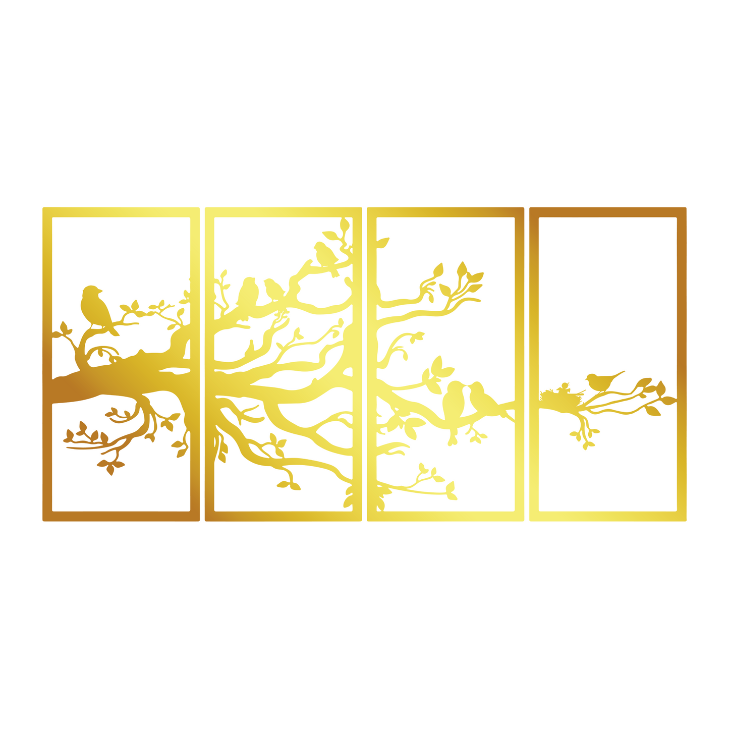 Tree Branches And Bird Metal Wall Art, Tree Of Life Metal Wall Decor, Geometry Wall Art