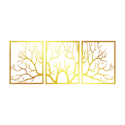 Large Metal Tree Branch Wall Art 3 Panels - Tree of Life Metal Wall Decor