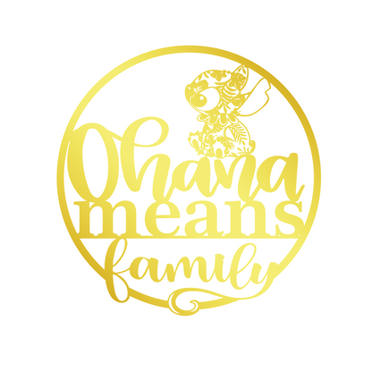 Ohana Means Family Metal Wall Art, Cute Stitch Home Entrance Sign