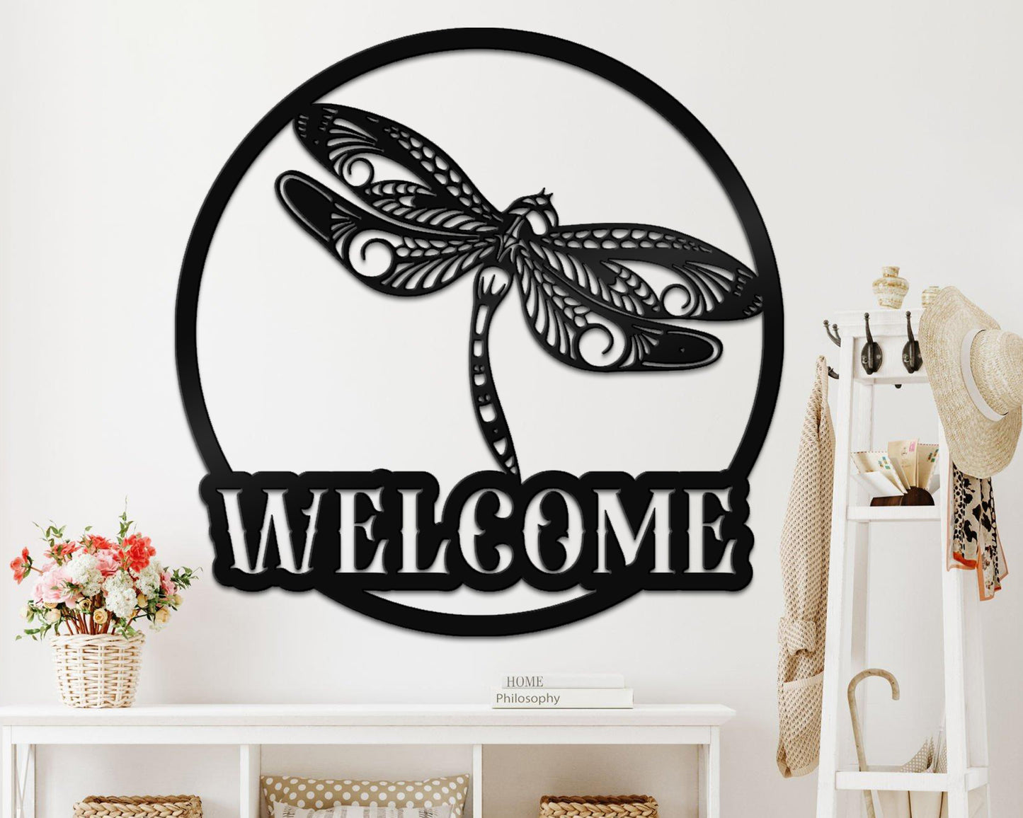 Dragonfly Monogram Metal Sign, Dragonfly Metal Sign