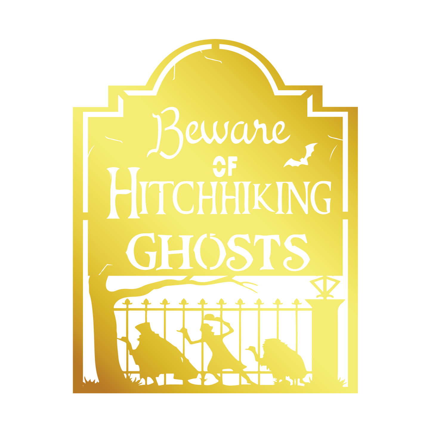 Beware Of Hitchhiking Ghosts Metal Wall Art, Haunted Mansion Ghosts Entrance Decor