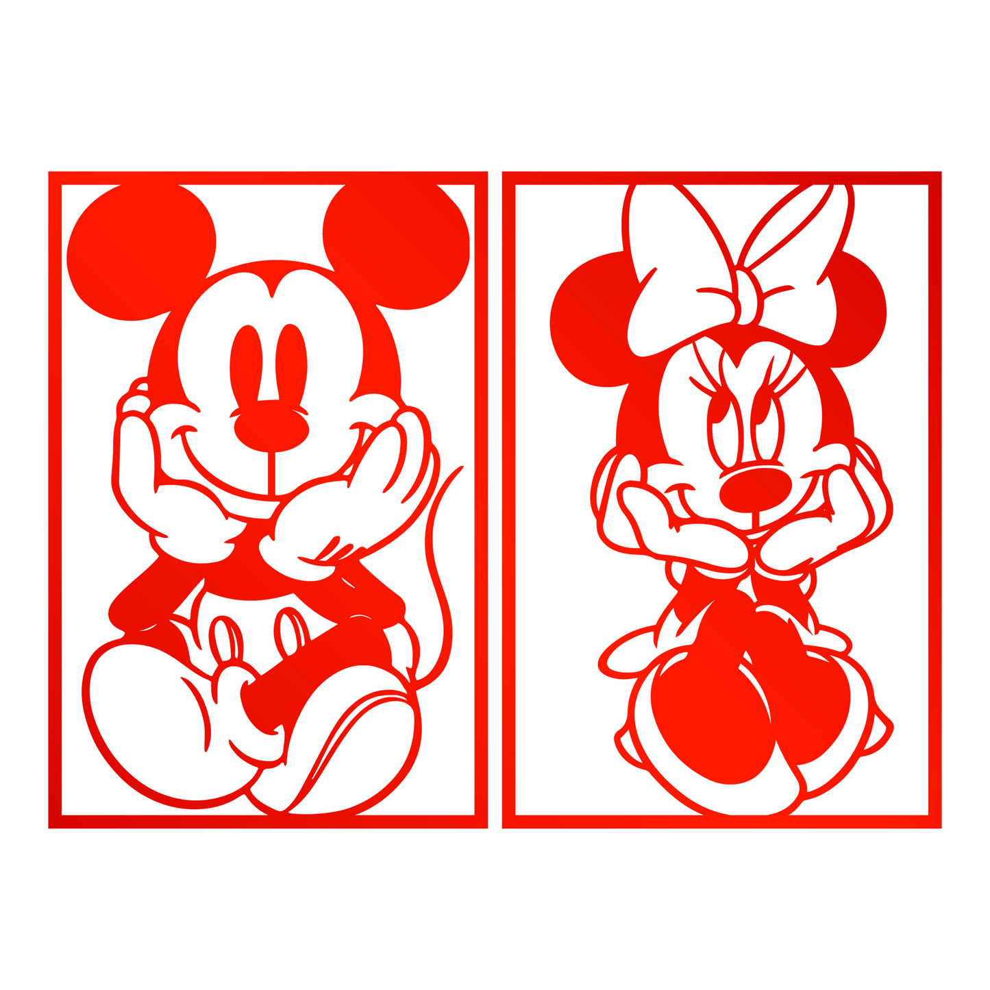 Mickey & Minnie Couple Metal Wall Art, Disney Wall Line Art, Nursery Wall Art