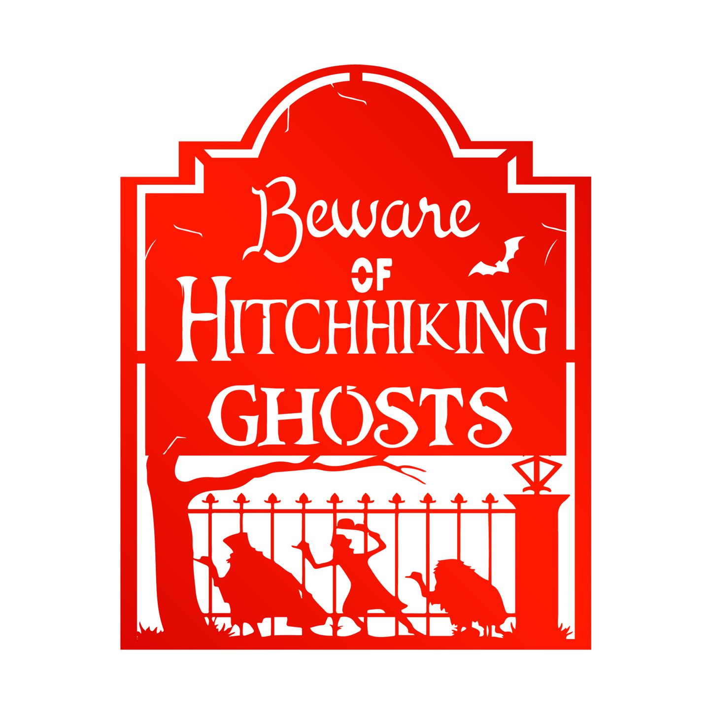 Beware Of Hitchhiking Ghosts Metal Wall Art, Haunted Mansion Ghosts Entrance Decor