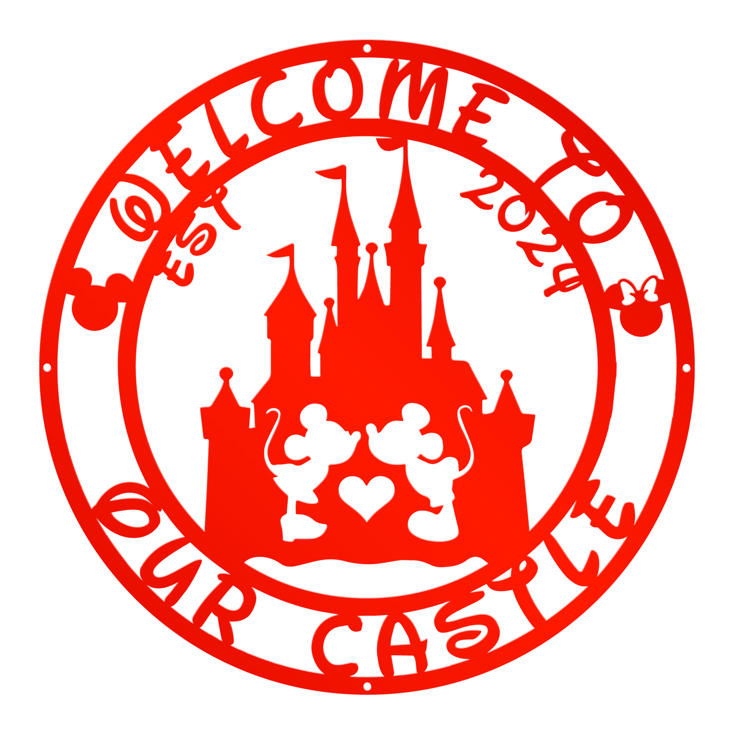 Welcome To Our Castle Metal Sign, Mickey And Minnie Metal Sign, Disney Couple Metal Sign, Home and Wall Decor, Front Porch Decor, Housewarming Gifts, Christmas Gifts