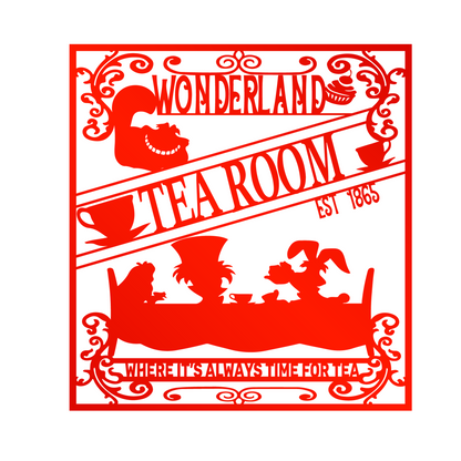 Wonderland Tea Room Metal Wall Art, Mad Hatter Tea Party Decor