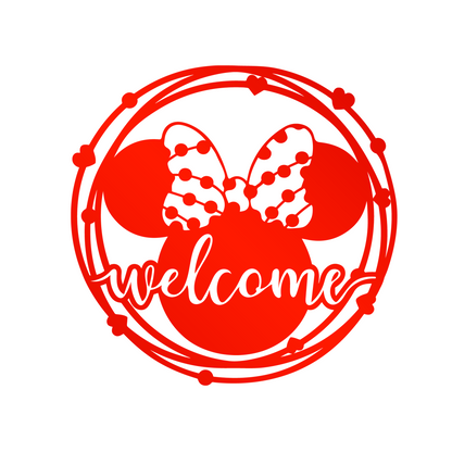 Welcome Mickey And Minnie Metal Wall Art, Disney Theme Home Decor