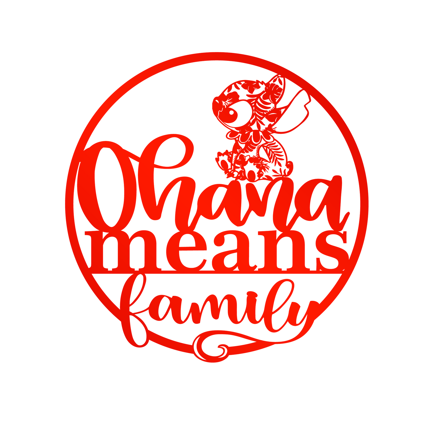 Ohana Means Family Metal Wall Art, Cute Stitch Home Entrance Sign