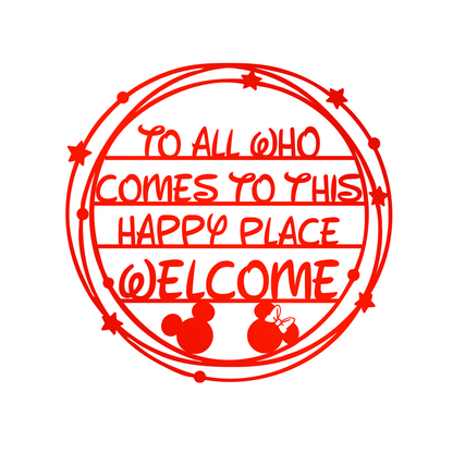 To All Comes To This Happy Place Welcome Metal Wall Art, Farmhouse Decor