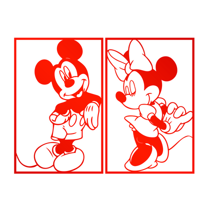 Mickey & Minnie Couple Metal Wall Art, Nursery Wall Art, Disney Wall Line Art