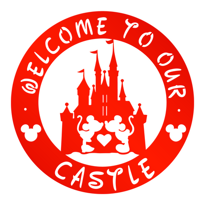 Welcome To Our Castle Metal Sign, Mickey Metal Sign, Disney Decor, Home and Wall Decor, Front Door Decor, Winter Decor, Housewarming Gifts, Christmas Gifts