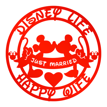 Disney life happy wife Metal Sign - Mickey & Minnie Kissing Sign