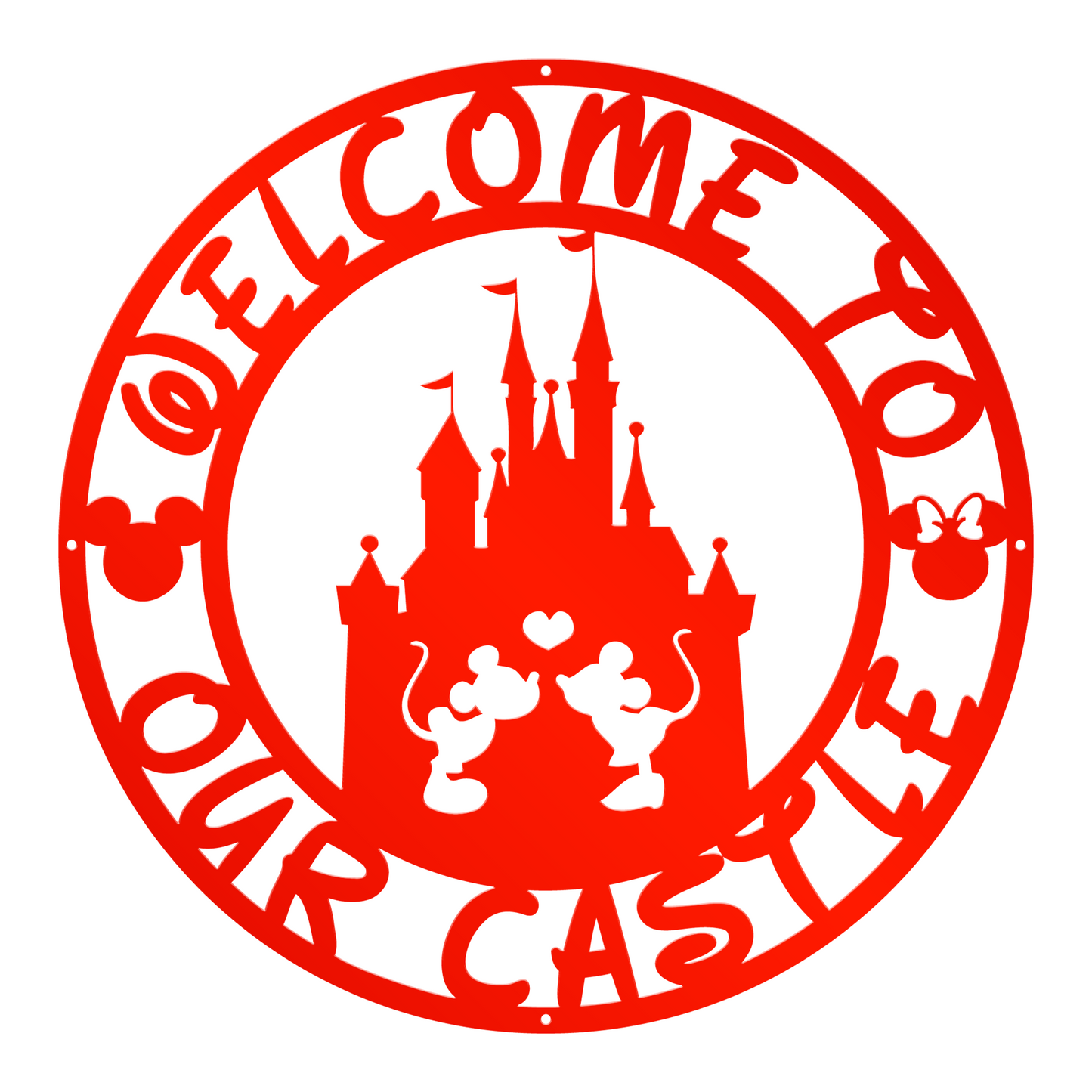 Welcome To Our Castle Disney Metal Sign, Mickey And Minnie Couple Metal Sign, Home and Wall Decor, Front Door Decor, Disney Quotes Metal Sign, Housewarming Gifts