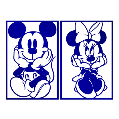 Mickey & Minnie Couple Metal Wall Art, Disney Wall Line Art, Nursery Wall Art