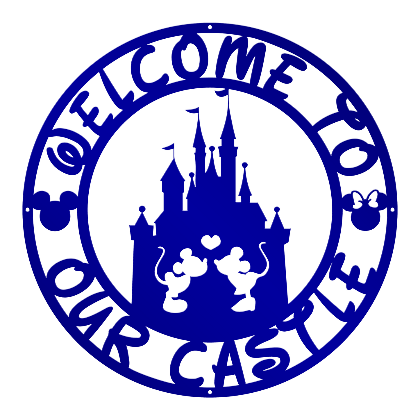 Welcome To Our Castle Disney Metal Sign, Mickey And Minnie Couple Metal Sign, Home and Wall Decor, Front Door Decor, Disney Quotes Metal Sign, Housewarming Gifts