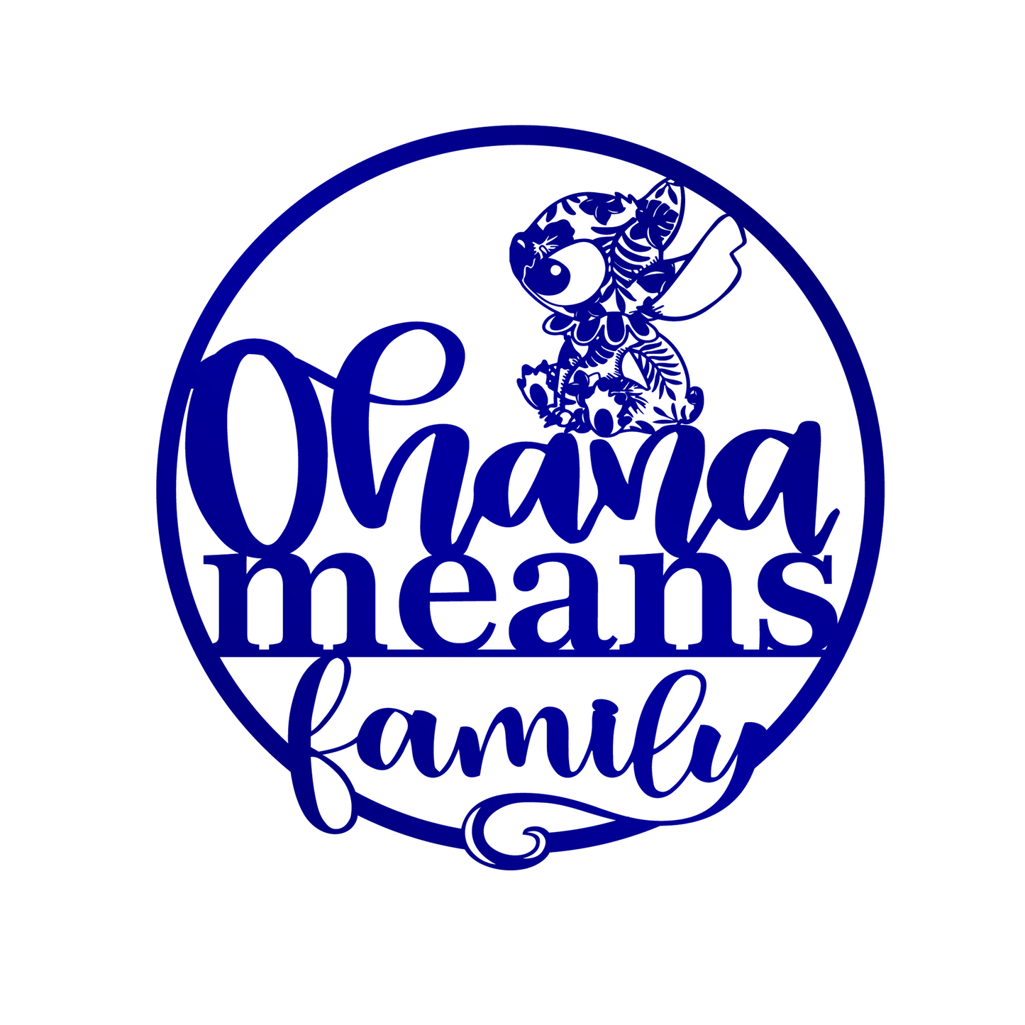 Ohana Means Family Metal Wall Art, Cute Stitch Home Entrance Sign