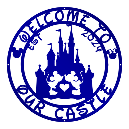 Welcome To Our Castle Metal Sign, Mickey And Minnie Metal Sign, Disney Couple Metal Sign, Home and Wall Decor, Front Porch Decor, Housewarming Gifts, Christmas Gifts