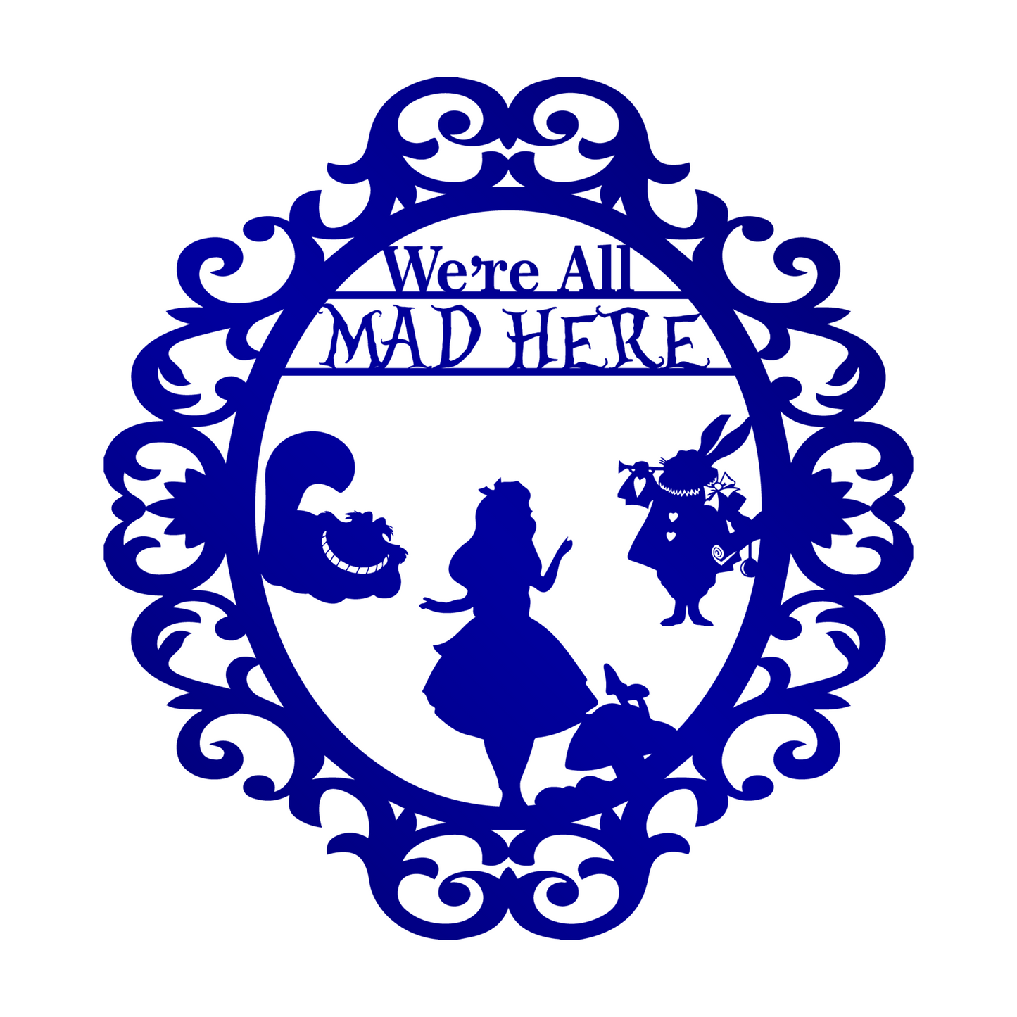 We're All Mad Here Metal Wall Art, Alice In Wonderland Theme Home Decor