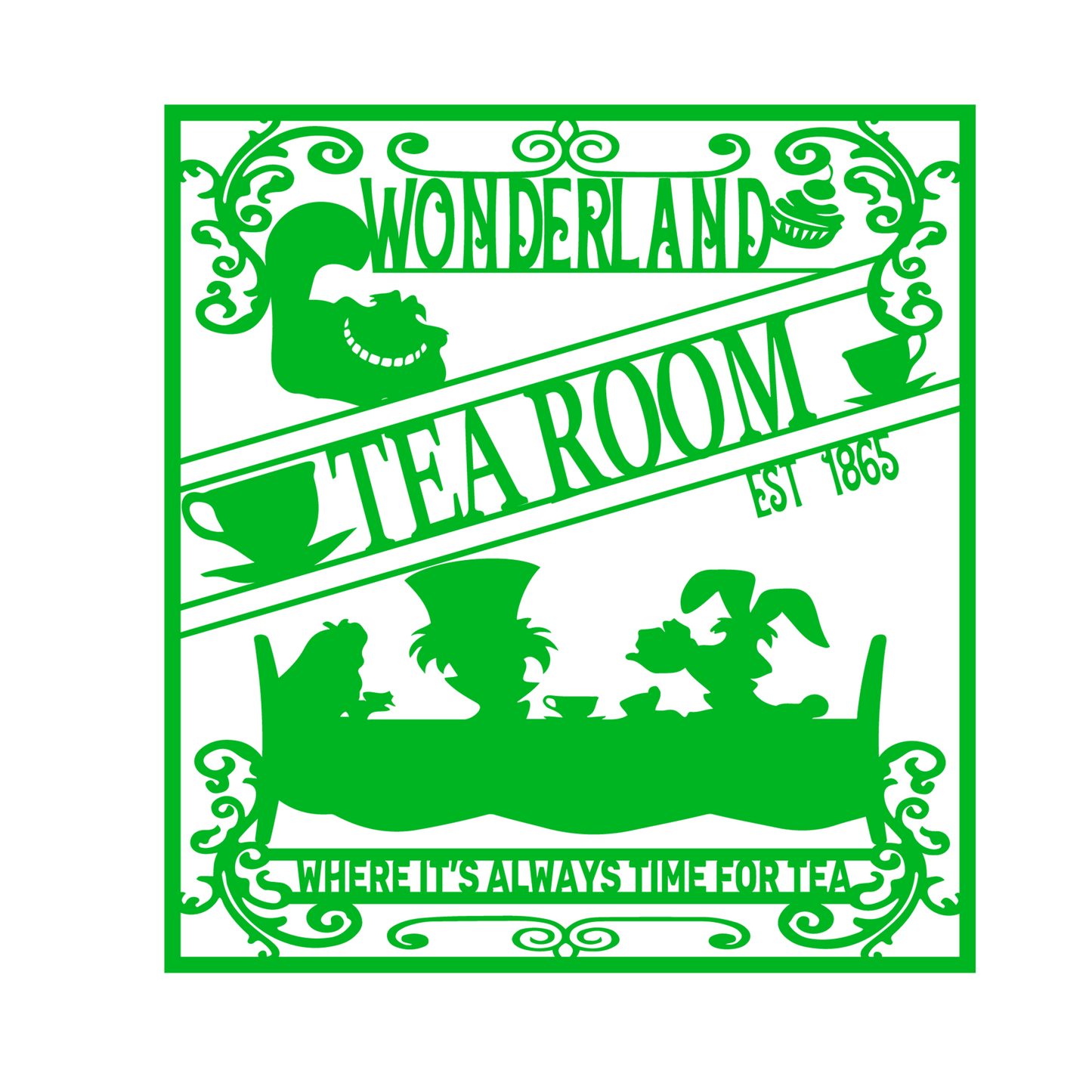 Wonderland Tea Room Metal Wall Art, Mad Hatter Tea Party Decor