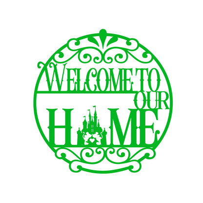 Welcome To Our Home Metal Wall Art, Mickey Castle Sign, Disney Home Decor