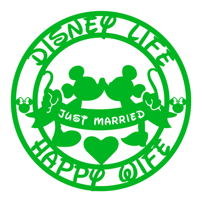 Disney life happy wife Metal Sign - Mickey & Minnie Kissing Sign