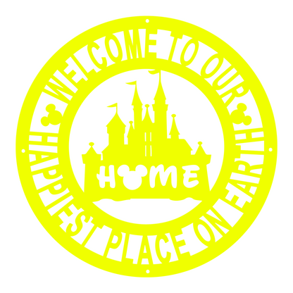 Disney Castle Welcome Metal Sign, Home and Wall Decor, Front Door Decor, Disney Quotes Metal Sign, Housewarming Gifts