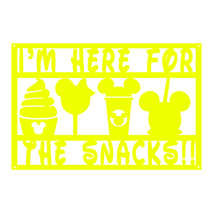 I'm Here For The Snacks Metal Sign, Disneyland Metal Sign, Funny Quote Metal Sign, Kitchen Decor, Dining Room Decor, Gift For Chef, Christmas Gifts