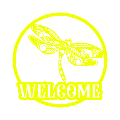 Dragonfly Monogram Metal Sign, Dragonfly Metal Sign