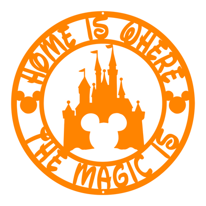 Home Is Where The Magic Is Disney Metal Sign, Disney Castle Metal Sign, Mickey Metal Sign, Home and Wall Decor, Front Porch Decor, Housewarming Gifts, Christmas Gifts