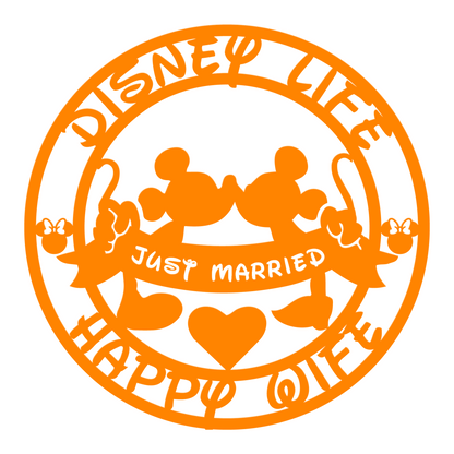 Disney life happy wife Metal Sign - Mickey & Minnie Kissing Sign