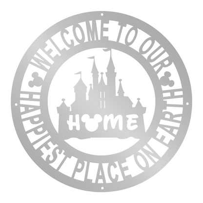 Disney Castle Welcome Metal Sign, Home and Wall Decor, Front Door Decor, Disney Quotes Metal Sign, Housewarming Gifts