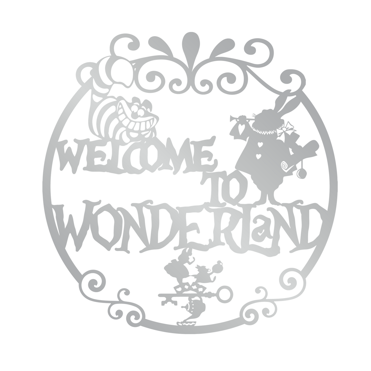 Welcome to Wonderland Metal Wall Art, Mad Hatter Tea Party Decor