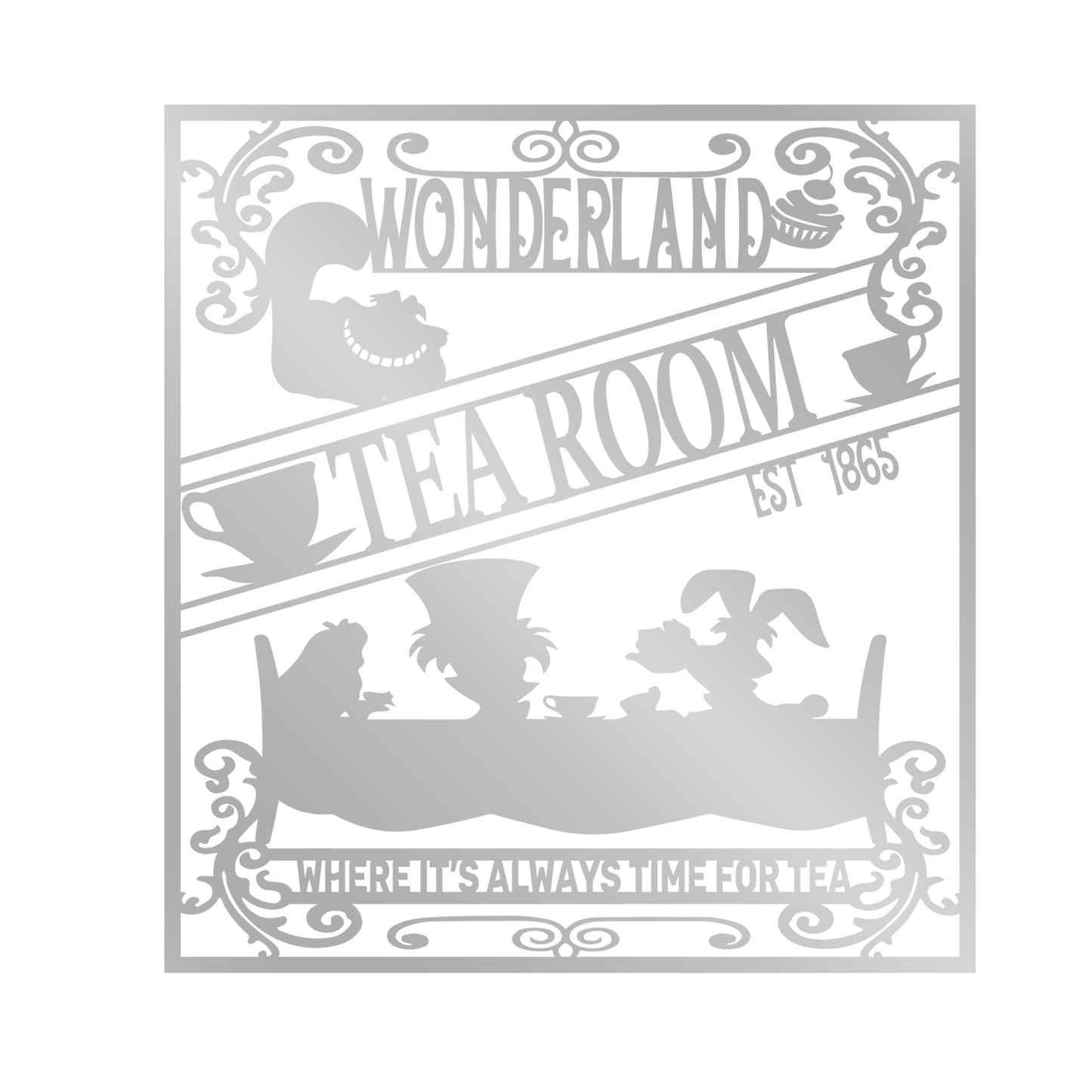 Wonderland Tea Room Metal Wall Art, Mad Hatter Tea Party Decor