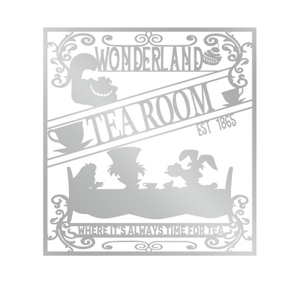 Wonderland Tea Room Metal Wall Art, Mad Hatter Tea Party Decor