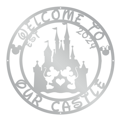 Welcome To Our Castle Metal Sign, Mickey And Minnie Metal Sign, Disney Couple Metal Sign, Home and Wall Decor, Front Porch Decor, Housewarming Gifts, Christmas Gifts