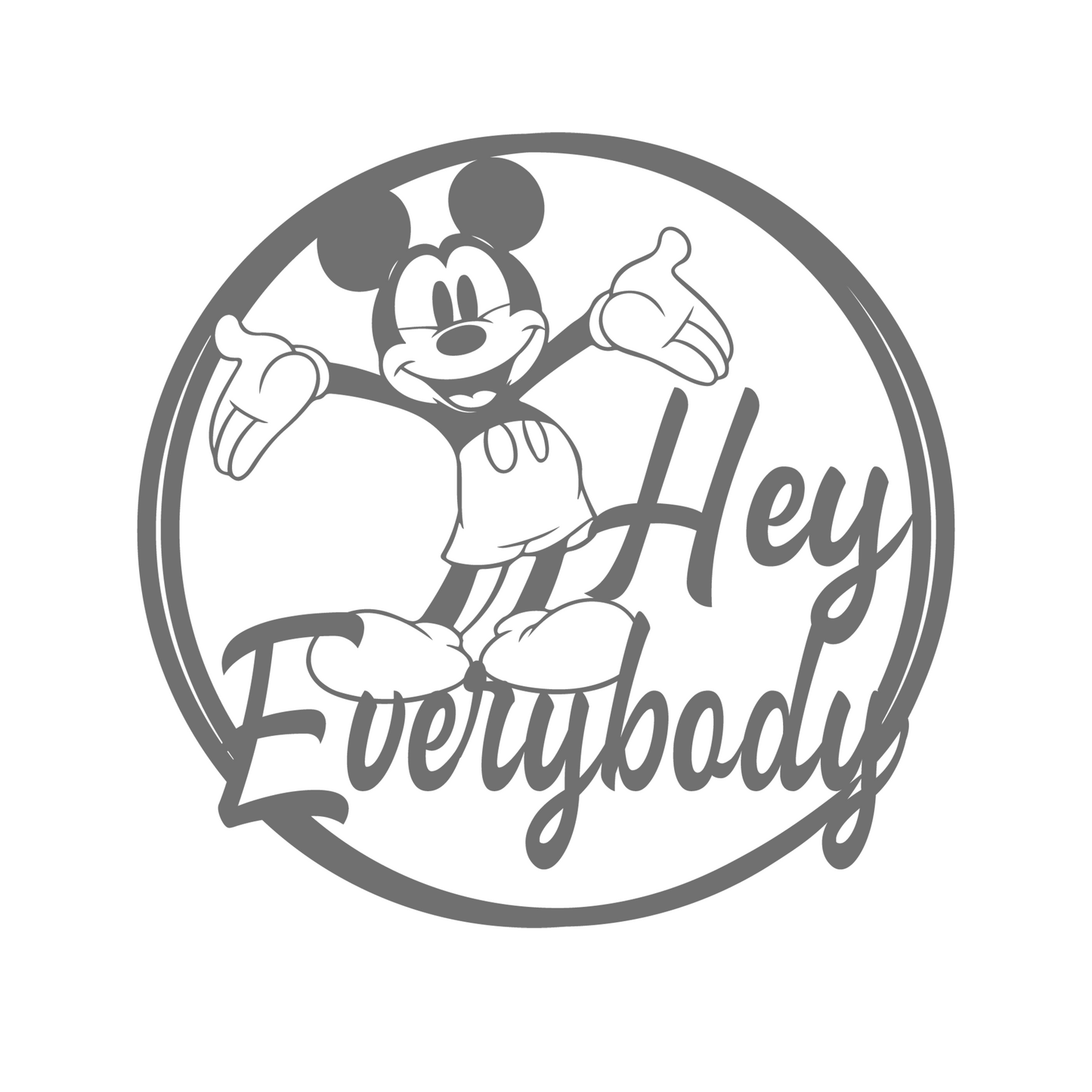 Hey Everybody Mickey Metal Wall Art, Disney Wall Decor, Gift For Kids