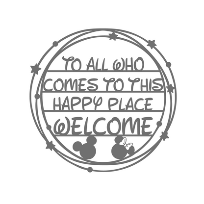 To All Comes To This Happy Place Welcome Metal Wall Art, Farmhouse Decor