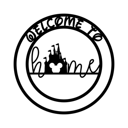 Customized Mickey Home Castle Family Name Metal Sign, Disney Theme Wall Decor