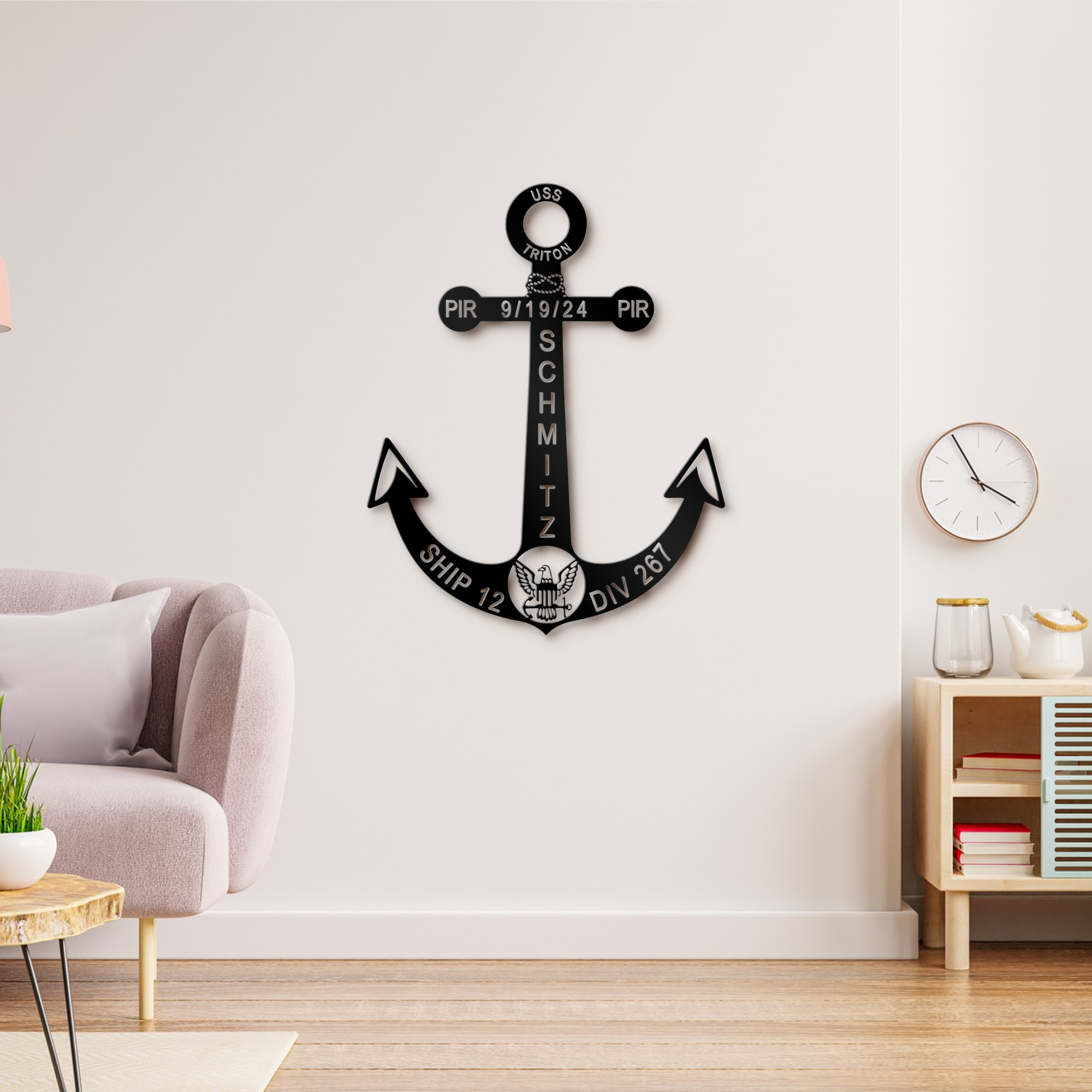 Customized Anchor Metal Sign, Personalized Marine Metal Gifts, Navy Officer Home Decor