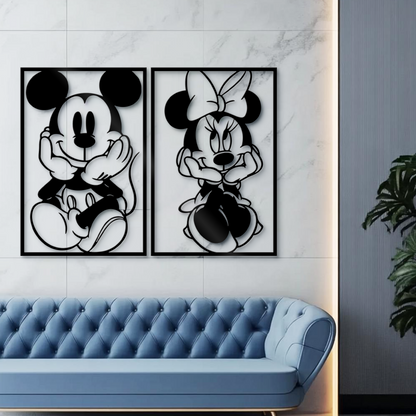 Mickey & Minnie Couple Metal Wall Art, Disney Wall Line Art, Nursery Wall Art