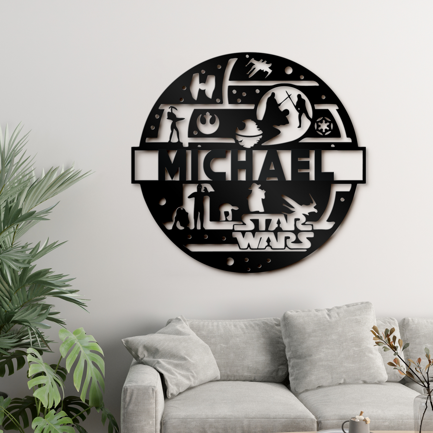 Customized Name Star War Theme Metal Sign, Kids Room And Wall Decor