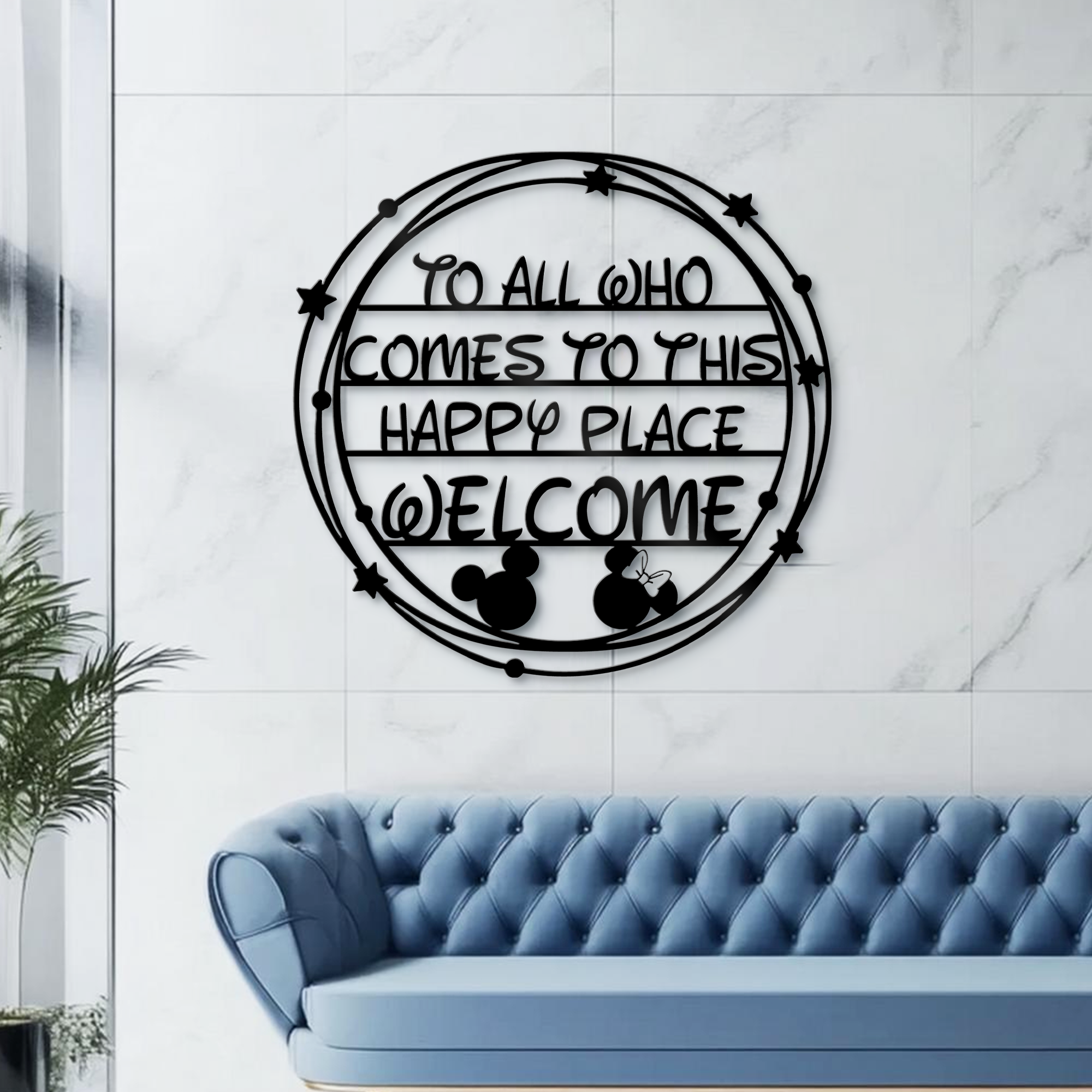 To All Comes To This Happy Place Welcome Metal Wall Art, Farmhouse Decor