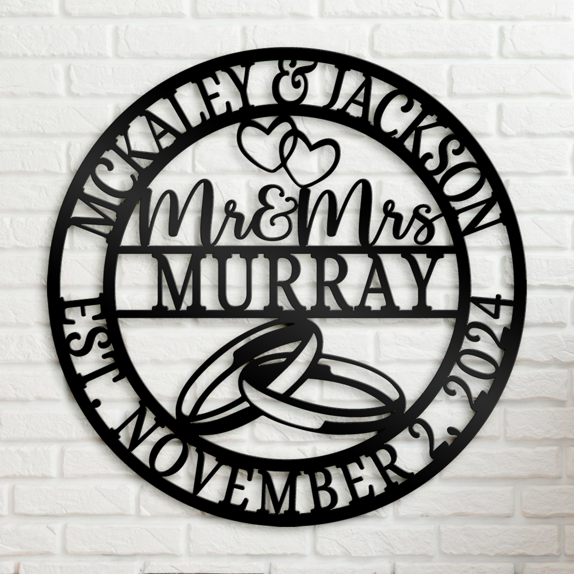 Personalized Mr. And Mrs. Date Metal Sign - Wedding Gift - Custom Metal Sign - Anniversary Gift - Metal Wall Art